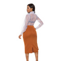 Autumn Fashion High Waist Slim Wrap Modest Midi Women Bodycon Skirts